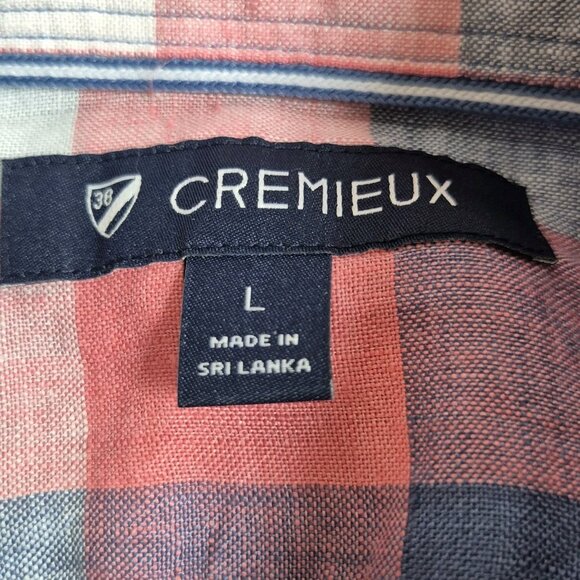 Cremieux Classics Men's Shirt Size L French Linen Short Sleeve Plaid Pink (56 - Picture 10 of 10